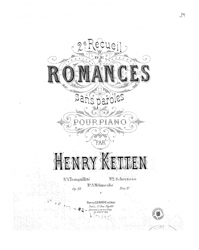 Ketten - 3 Romances sans paroles - Score