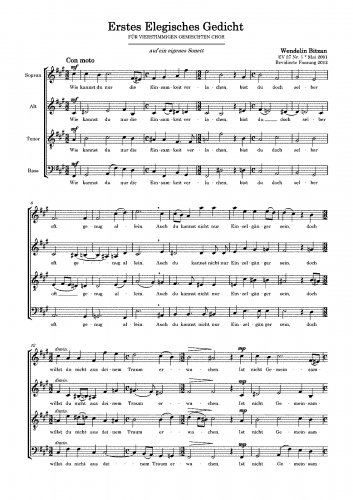 Bitzan - Zwei Elegische Gedichte, EV 27 - Chorus Scores - Score