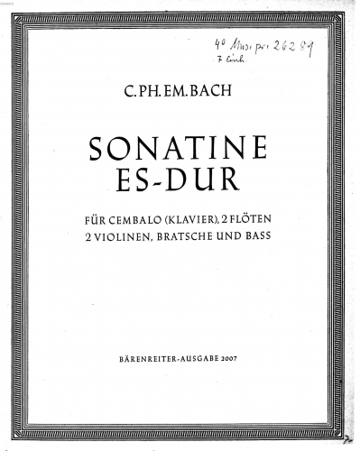 Bach - Sonatina in E flat major - Score