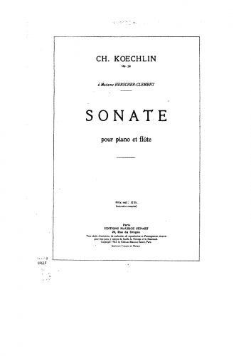 Koechlin - Flute Sonata, Op. 52