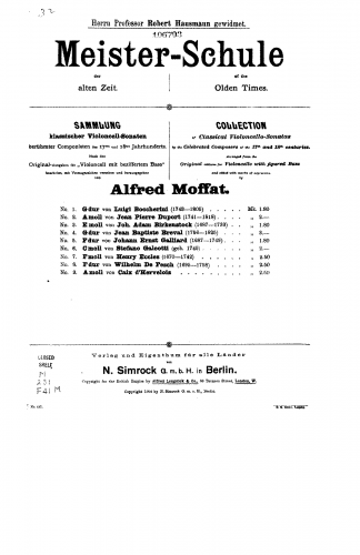 Fesch - XII Sonate - Arrangements and Transcrptions Sonata No. 11 in F major For Cello and Piano (Moffat)