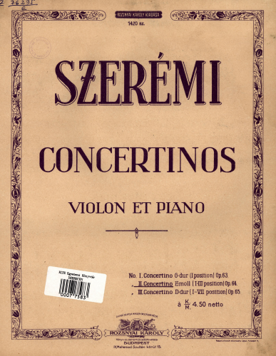 Szerémi - Concertino No. 2 - For Violin and Piano