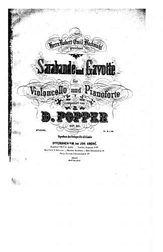 Popper - Sarabande and Gavotte - Scores and Parts