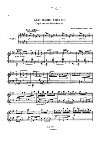 Palmgren - 6 Piano Pieces - 6. Capriccietto i finsk stil