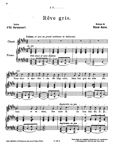 Rhené-Baton - Rêve gris - Score