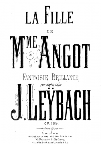 Leybach - Fantaisie Brillante on 'La Fille de Madame Angot' - Piano Score - Score