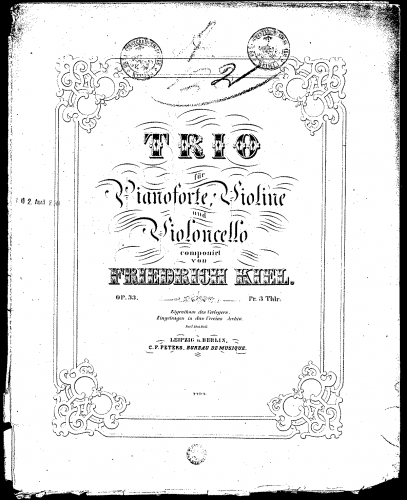 Kiel - Piano Trio No. 4 - Scores and Parts