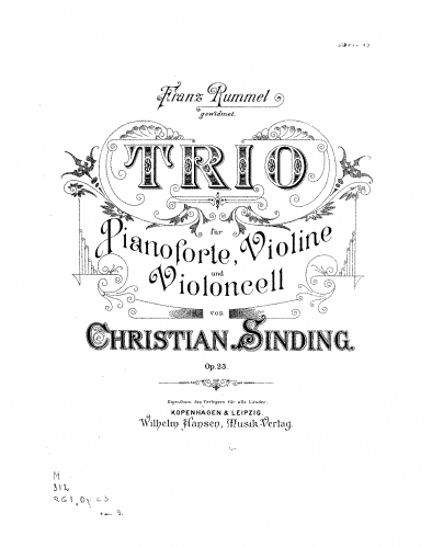 Sinding - Piano Trio No. 1