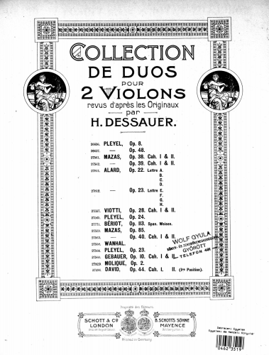Alard - 3 Duos élémentaires - Violin Scores - Score