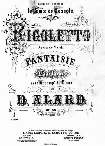 Alard - Fantasy on Rigoletto - Scores and Parts