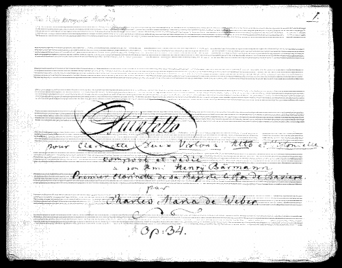 Weber - Clarinet Quintet, Op. 34, J.182