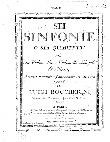 Boccherini - 6 String Quartets, G.159-164 (Op. 2)
