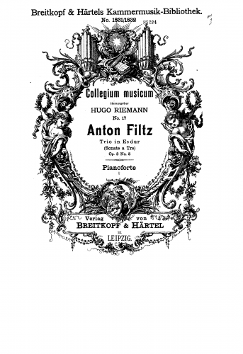 Filtz - 6 Sonate a 3; 2 Violini & Basso - For 2 Violins, Cello and Piano (Riemann)
