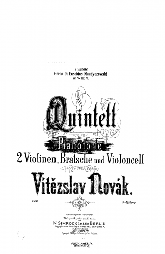 Novák - Klavierquintett Op. 12
