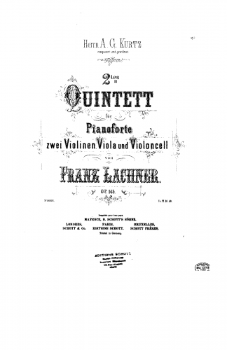 Lachner - Piano Quintet No. 2