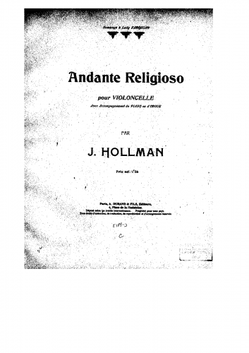 Hollman - Andante Religioso - Scores and Parts