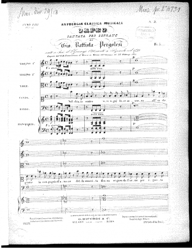 Pergolesi - Orfeo - Score