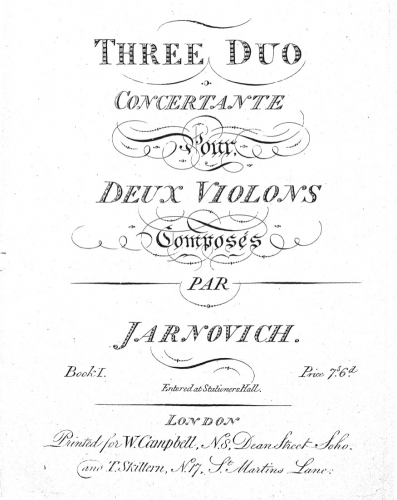 Giornovichi - 3 Concertant Duos, Book 1