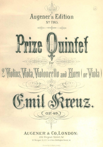 Kreuz - Quintet for Horn and Strings, Op. 49