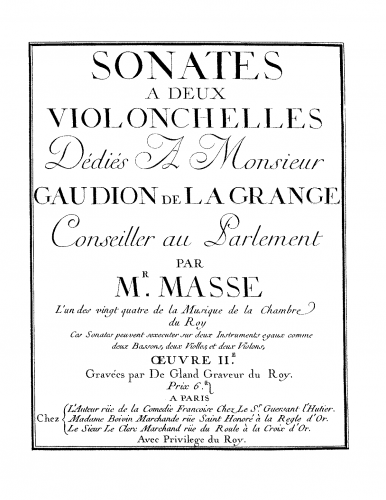 Masse - Sonatas for 2 Violoncellos, Book II - Score