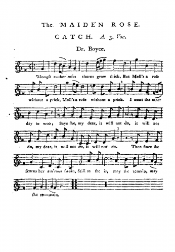 Boyce - The Maiden Rose. A Catch - Score
