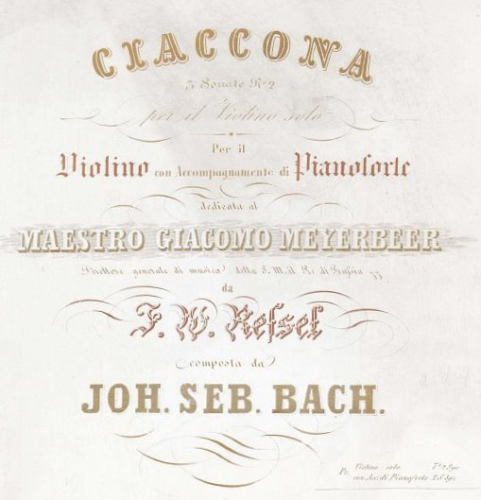 Bach - Violin Partita No. 2 - Chaconne (No. 5) For Violin and Piano (Retsel)