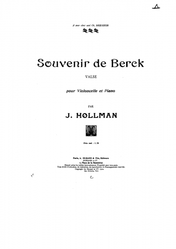 Hollman - Souvenir de Berek - Scores and Parts