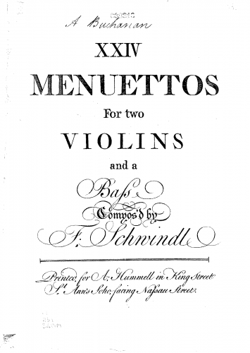 Schwindl - 24 Menuettos for 2 Violins and a Bass