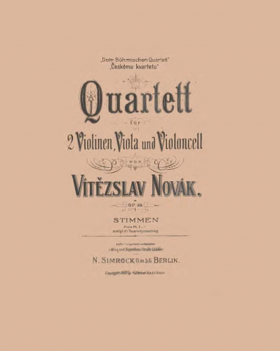 Novák - String Quartet no.1 in G major