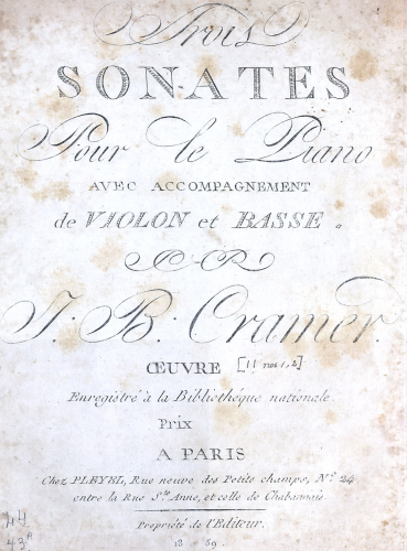 Cramer - Piano Sonatas, Op. 11