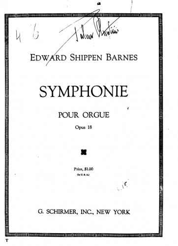 Barnes - Organ Symphony in G minor, Op. 18 - Organ Scores - Score