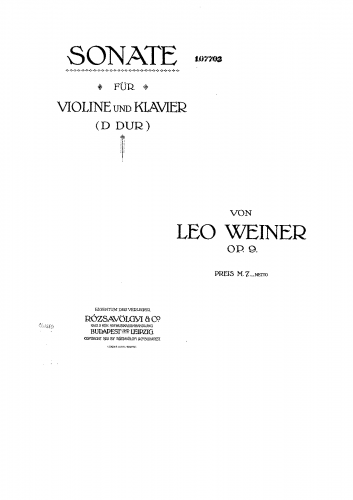 Weiner - Violin Sonata No. 1, Op. 9