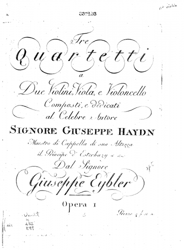 Eybler - 3 String Quartets