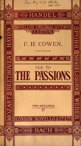 Cowen - Ode to the Passions - Vocal Score - Score