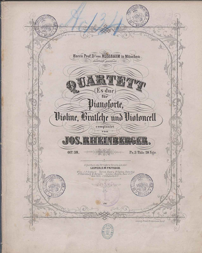 Rheinberger - Piano Quartet - Scores and Parts