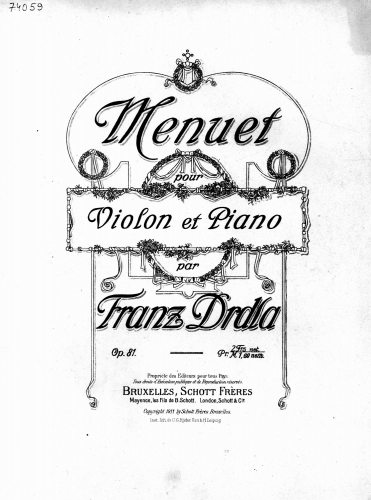 Drdla - Menuet - Scores and Parts
