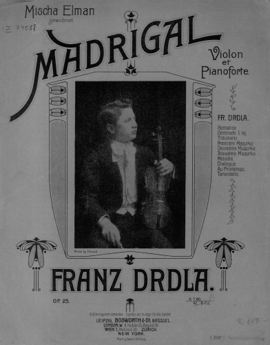 Drdla - Madrigal - Scores and Parts
