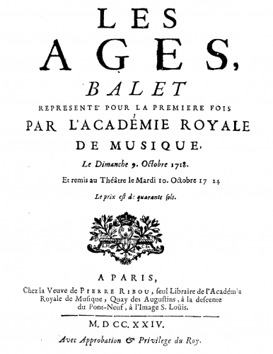 Campra - Les Ages, Opéra-Ballet - Libretti - Complete Libretto