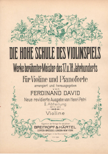Geminiani - Sonata in C minor for Violin and Basso Continuo - For Violin and Piano (David) - Violin Part