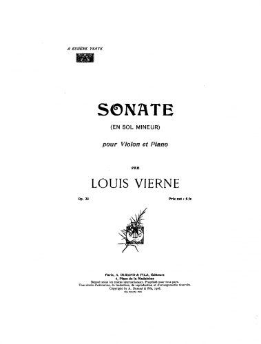 Vierne - Violin Sonata, Op. 23