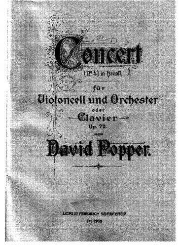 Popper - Cello Concerto No. 4 - For Cello and Piano