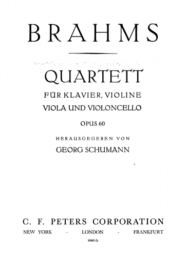 Brahms - Piano Quartet No. 3