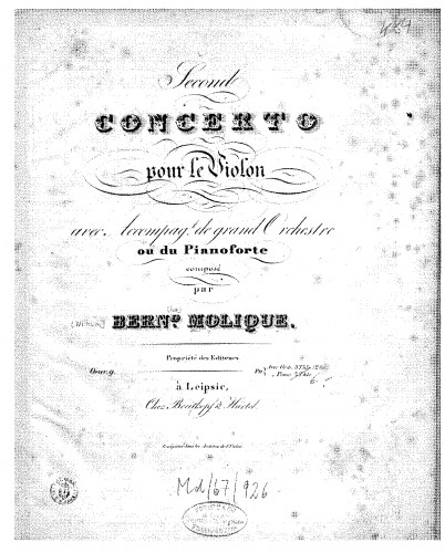 Molique - Violin Concerto No. 2 - For Violin and Piano