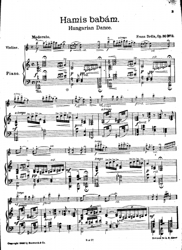 Drdla - 8 Danse Hongroise - Scores and Parts Hamis babám (No. 2)