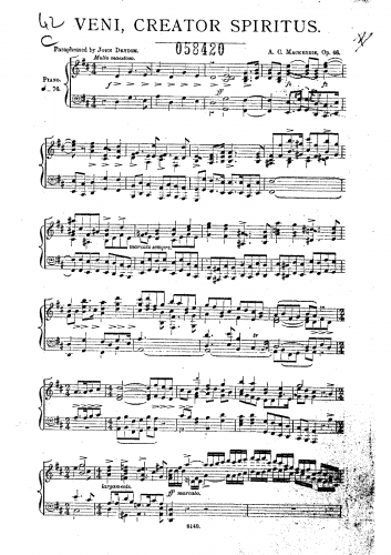 Mackenzie - Veni Creator Spiritus, Op. 46 - Vocal Score - Score
