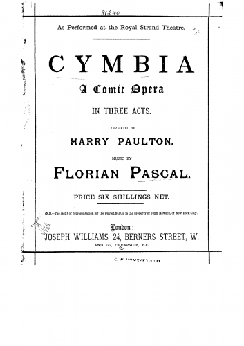 Williams - Cymbia - Vocal Score - Score