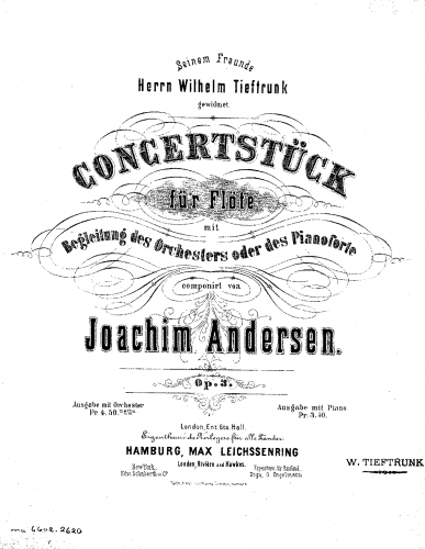 Andersen - Concert Piece for Flute and Orchestra, Op. 3