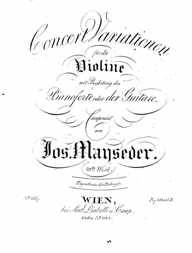 Mayseder - Concert Variationen (Danish translation) - For Violin and Guitar