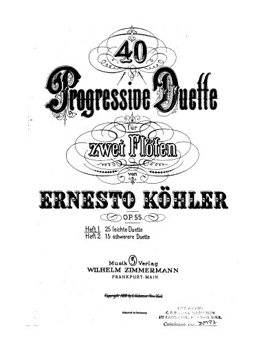 Köhler - 40 Progressive Duette, Op. 55 - Heft 1 (No. 1-25)