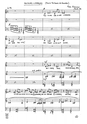 Rzewski - Nothing Changes - Vocal Score - Score